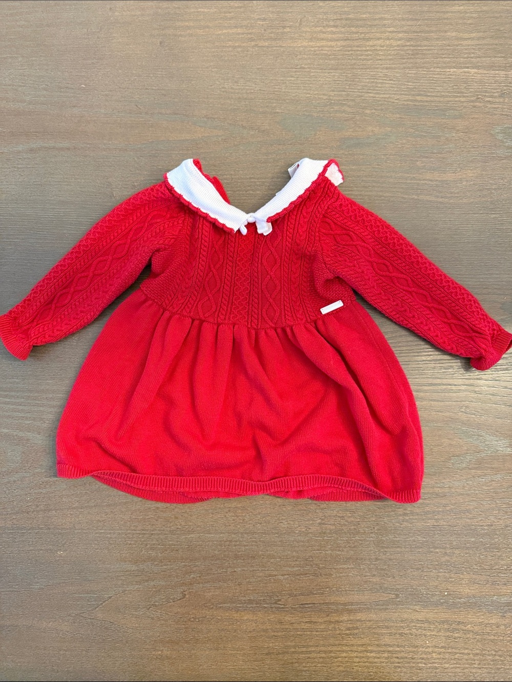 Janie and Jack Red Knit Dress with White Scalloped Collar